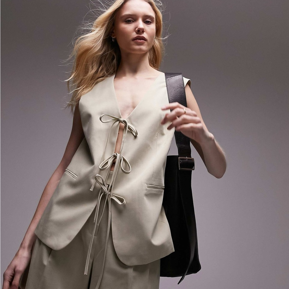 Topshop Tan Tie-Front Vest